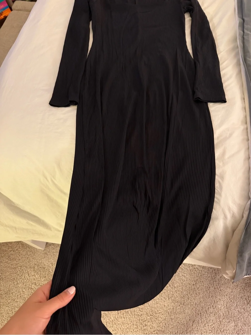 Abercrombie Black Ribbed Long Sleeve Dress